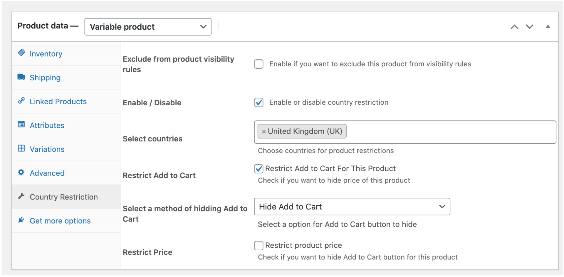 Product level settings