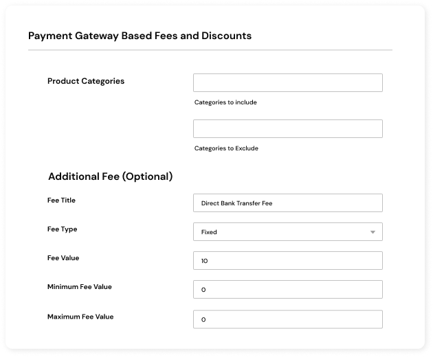Multiple fees for each payment gateway
