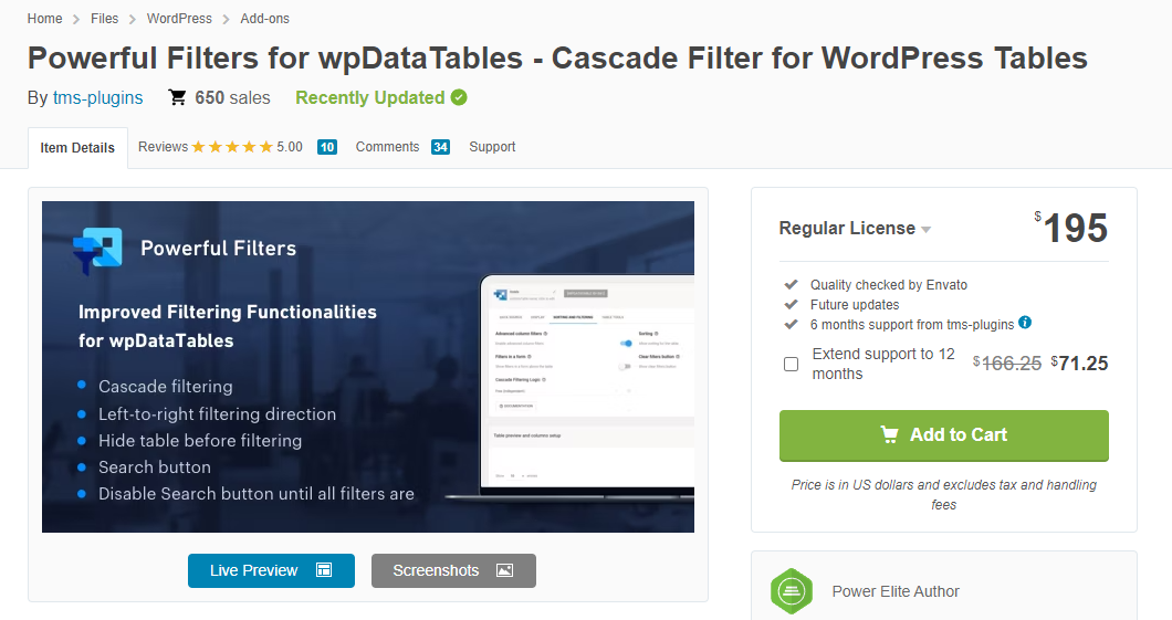 Powerful Filters for wpDataTables - Cascade Filter for WordPress Tables