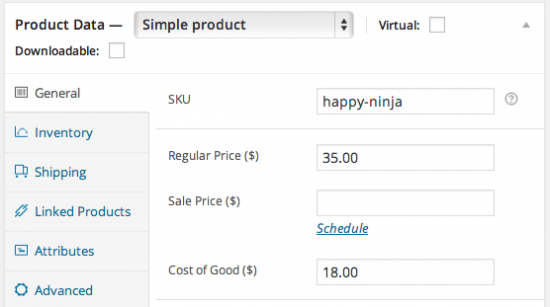 woocommerce cost of goods set product cost 550x307 1
