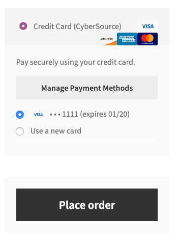 woocommerce cybersource saved payment method