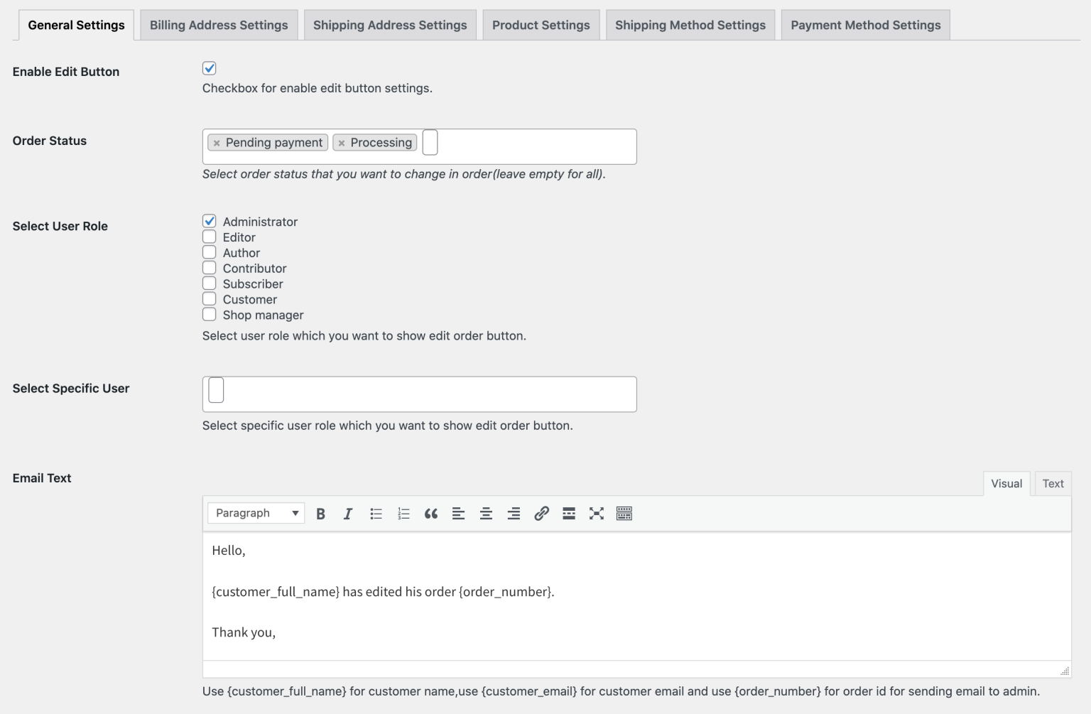 Edit Order General Settings 1