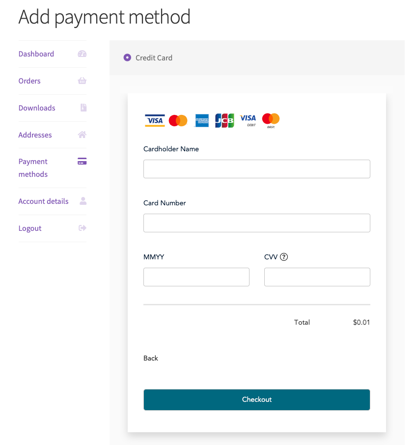 moneris add payment method