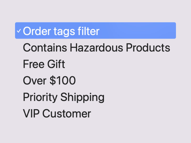order tags screenshot filter