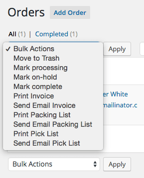 woocommerce print invoices packing lists bulk actions
