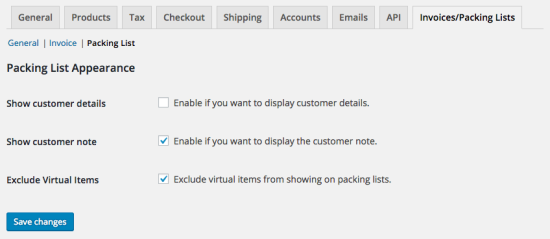 woocommerce print invoices packing lists packing list settings