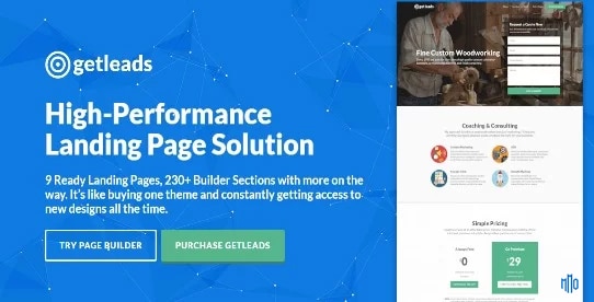 Tính năng Getleads High-Performance Landing Page WordPress Theme