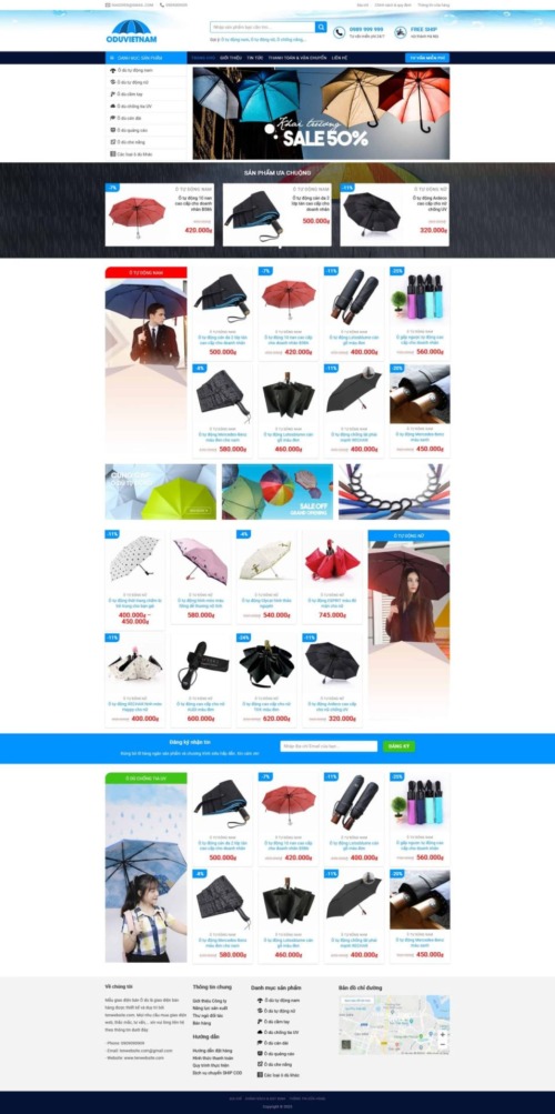 Mẫu web Theme WordPress bán áo mưa