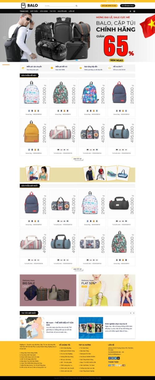 Mẫu web Theme WordPress bán balo 1