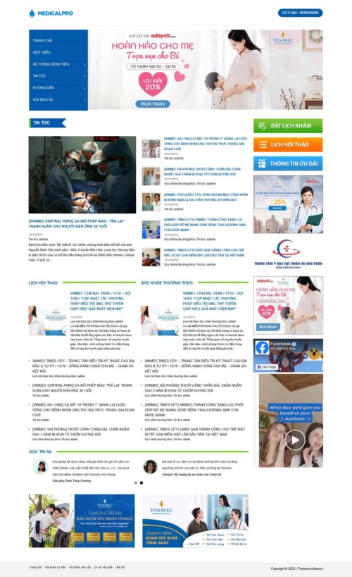 Mẫu web Theme WordPress bệnh viện