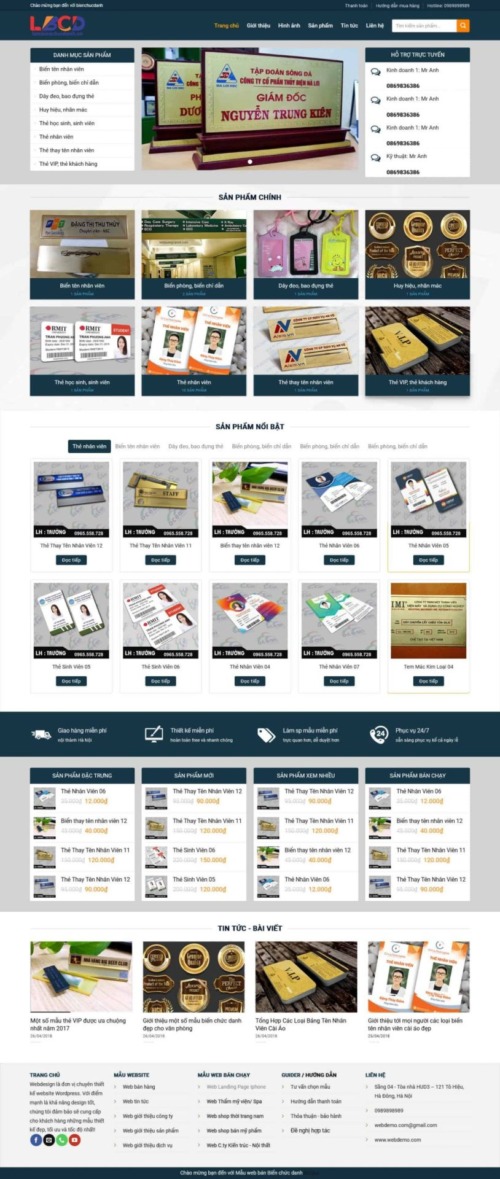 Mẫu web Theme WordPress quảng cáo làm biển chức danh