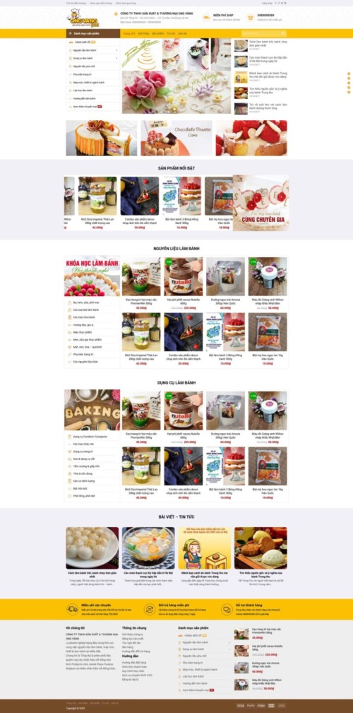 Mẫu web Theme WordPress shop nguyên liệu làm bánh