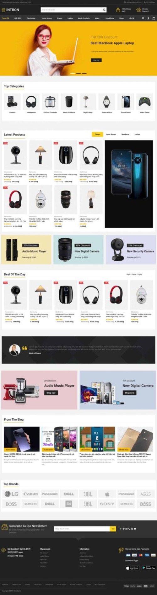 Mẫu web Theme WordPress shop công nghệ điện máy