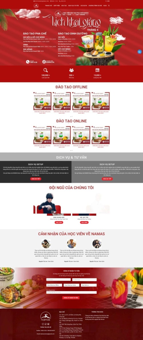 Mẫu web Theme WordPress khóa học đào tạo pha chế