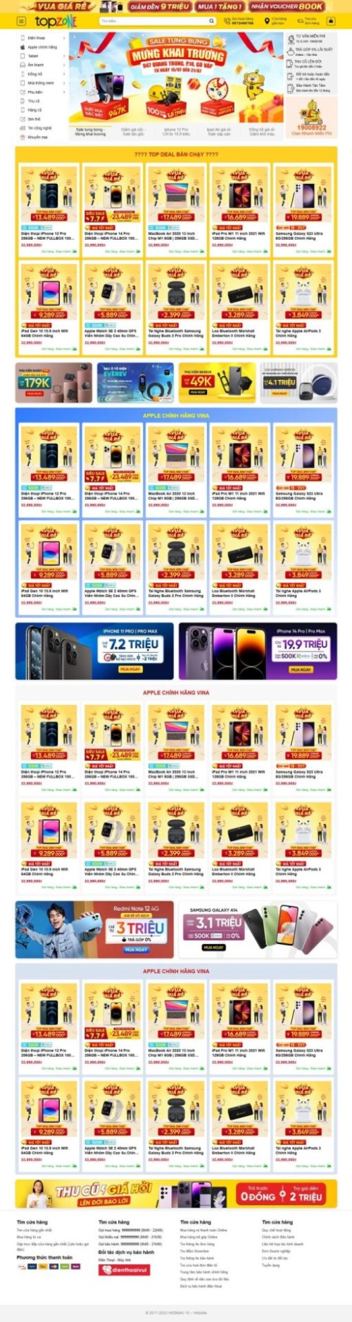 Mẫu web Theme WordPress điện thoại 7 giống topzone fix 1/2024