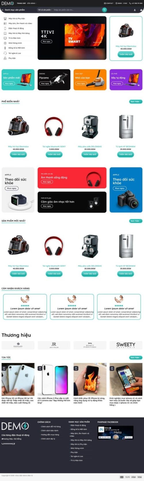 Mẫu web Theme WordPress shop bán hàng điện tử công nghệ