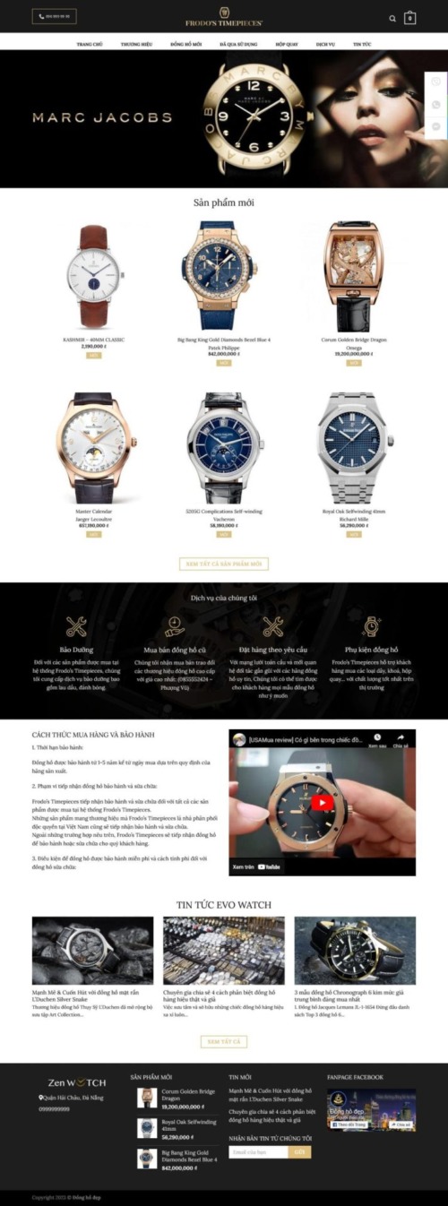 Mẫu web Theme WordPress bán đồng hồ cao cấp