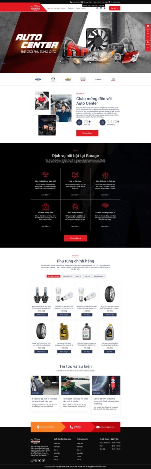 Mẫu web Theme WordPress gara ,phụ kiện ô tô