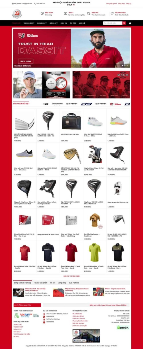 Mẫu web Theme WordPress bán đồ golf