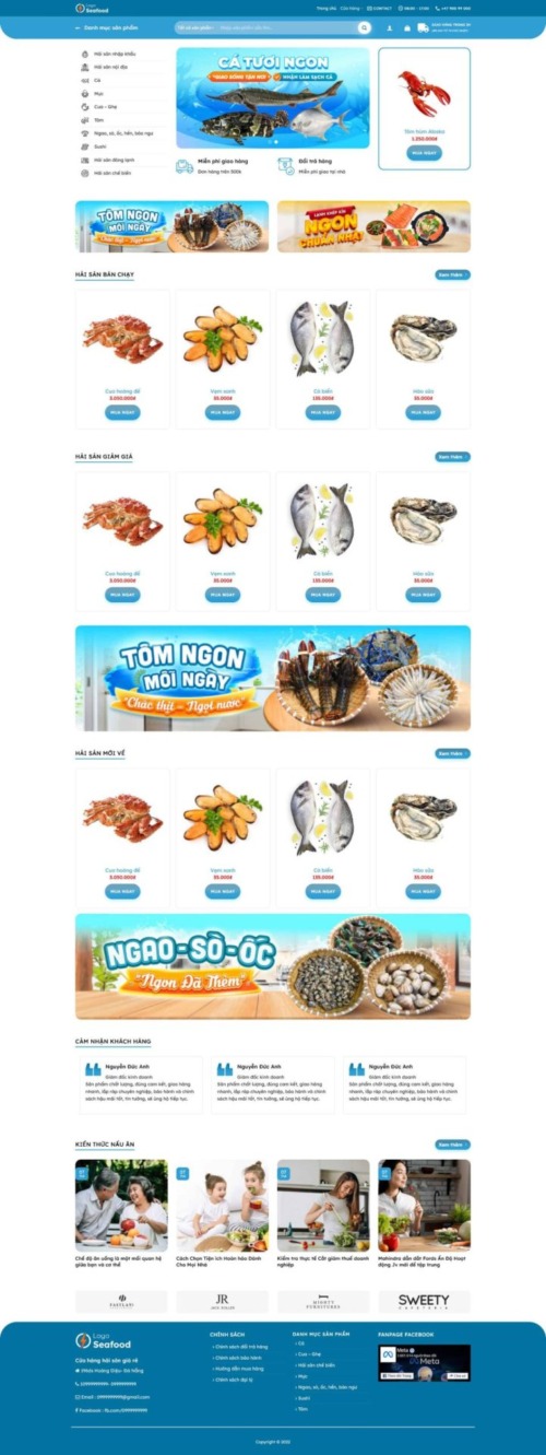 Mẫu web Theme WordPress Bán Hải Sản 01 chuẩn đẹp