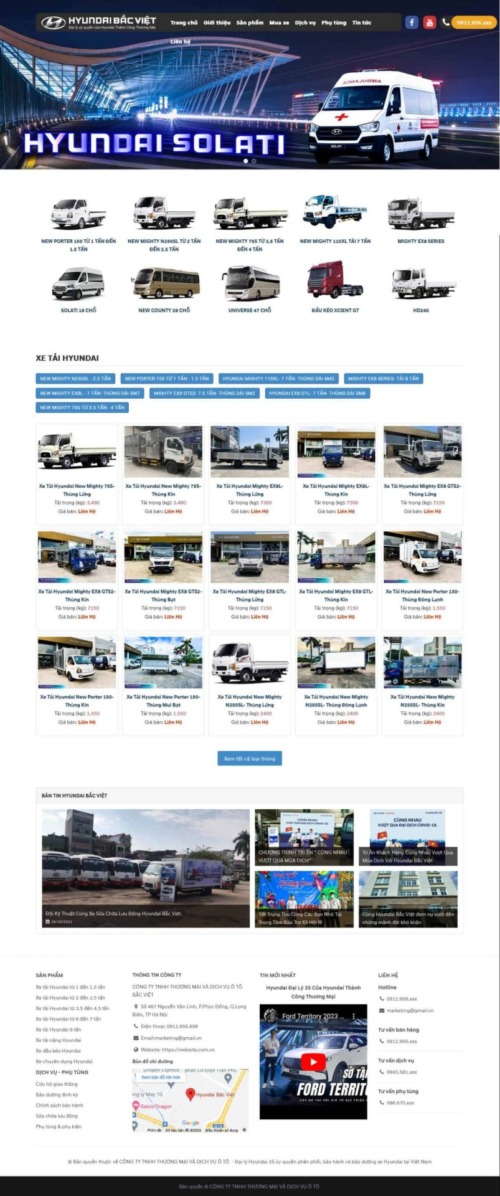 Mẫu web Theme WordPress bán oto hyundai 1