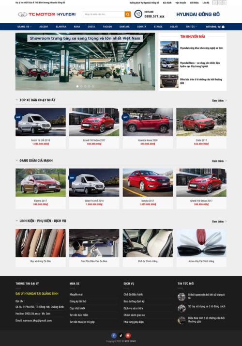 Mẫu web Theme WordPress bán oto hyundai 2