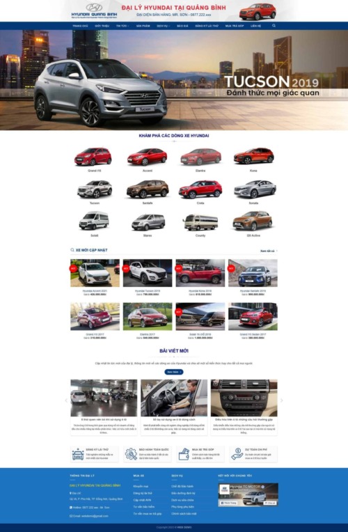 Mẫu web Theme WordPress bán ô tô hyundai 3