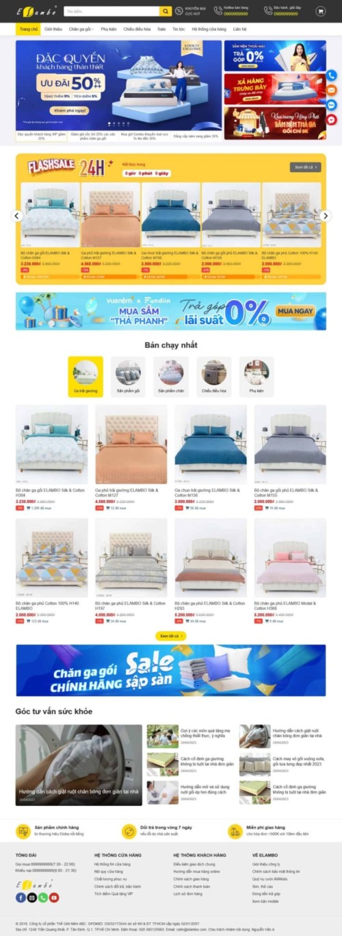 Mẫu web Theme WordPress bán nệm