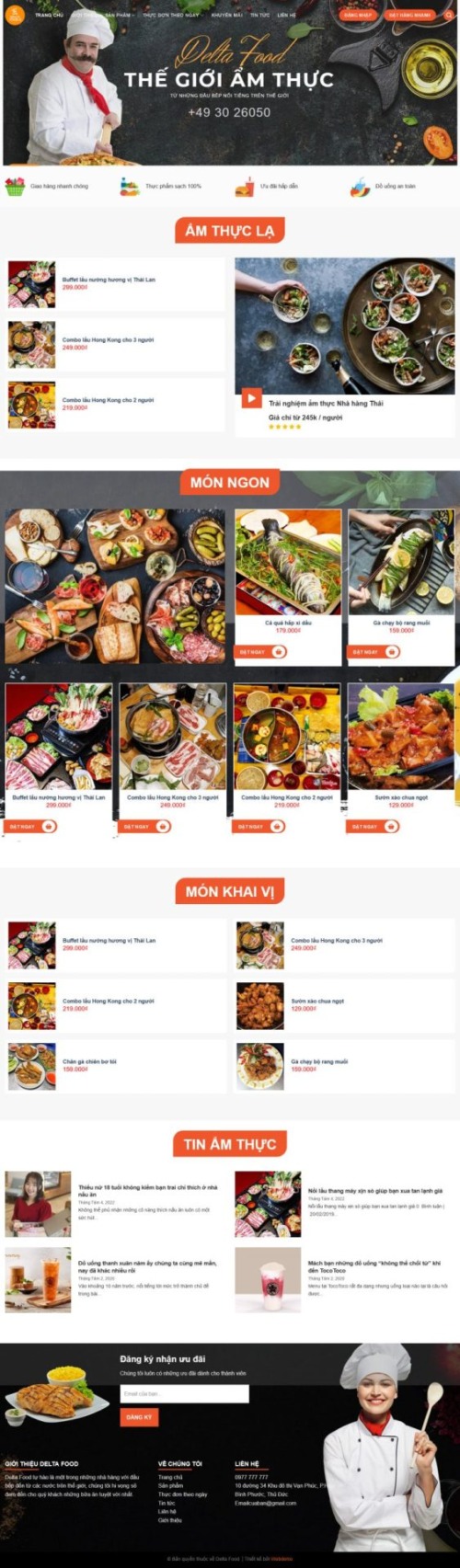 Mẫu web Theme WordPress nhà hàng 6