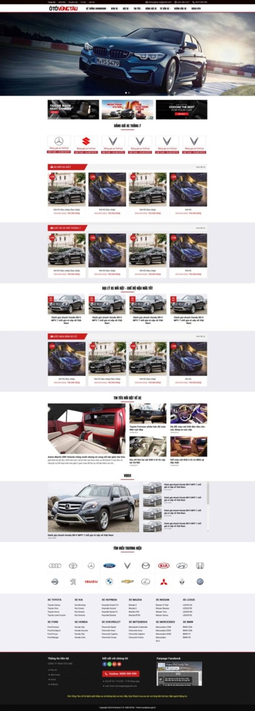 Mẫu web Theme WordPress review các hảng ô tô