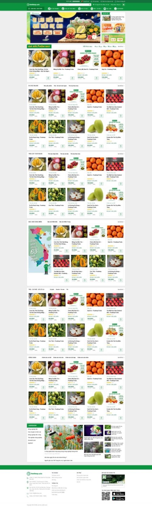 Mẫu web Theme WordPress shop bán trái cây, nông sản