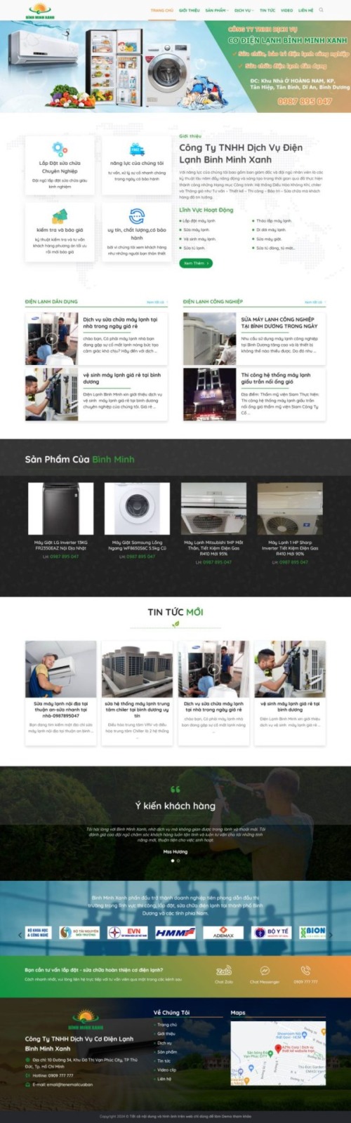 Mẫu web Theme WordPress dịch vụ sửa điện lạnh