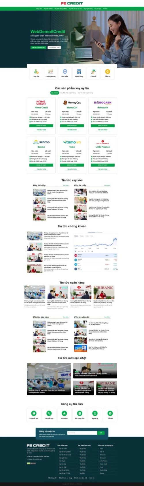 Mẫu web Theme WordPress vay vốn, tài chính 03 FE credit