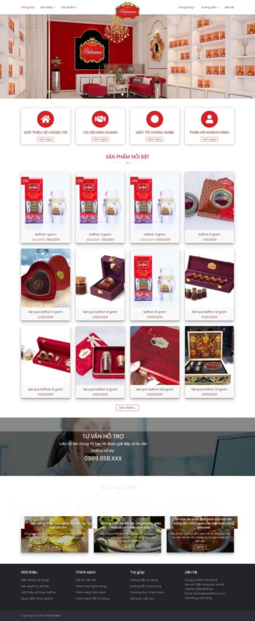 Mẫu web Theme WordPress thực phẩm 24 bán hoa nghệ tây