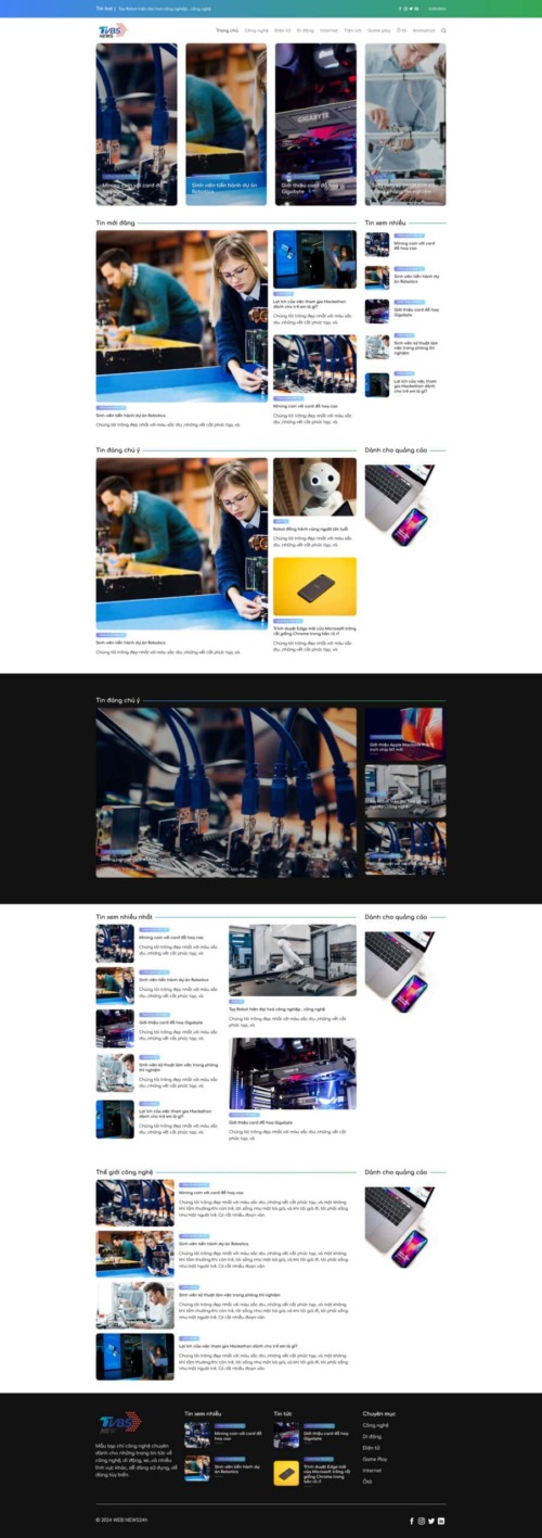 Mẫu web Theme WordPress tin tức công nghệ