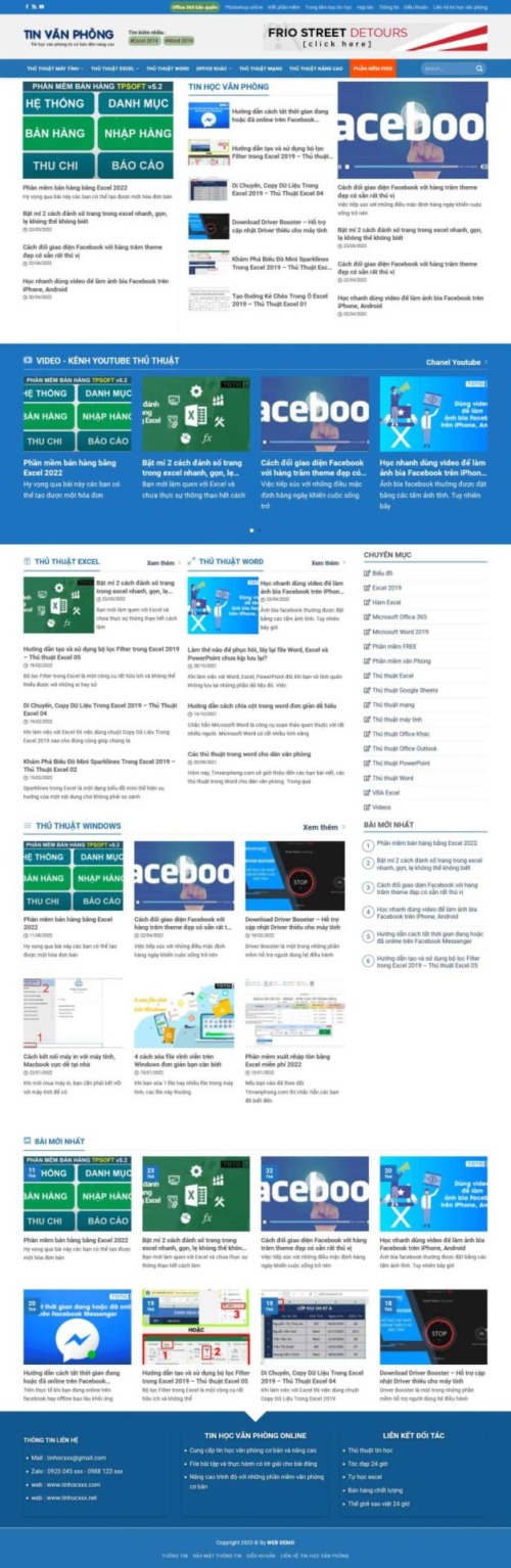 Mẫu web Theme WordPress tin tức tin học văn phòng