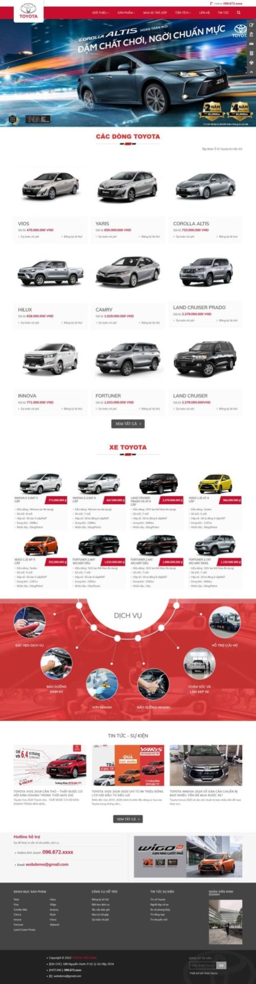 Mẫu web Theme WordPress bán xe toyota 3