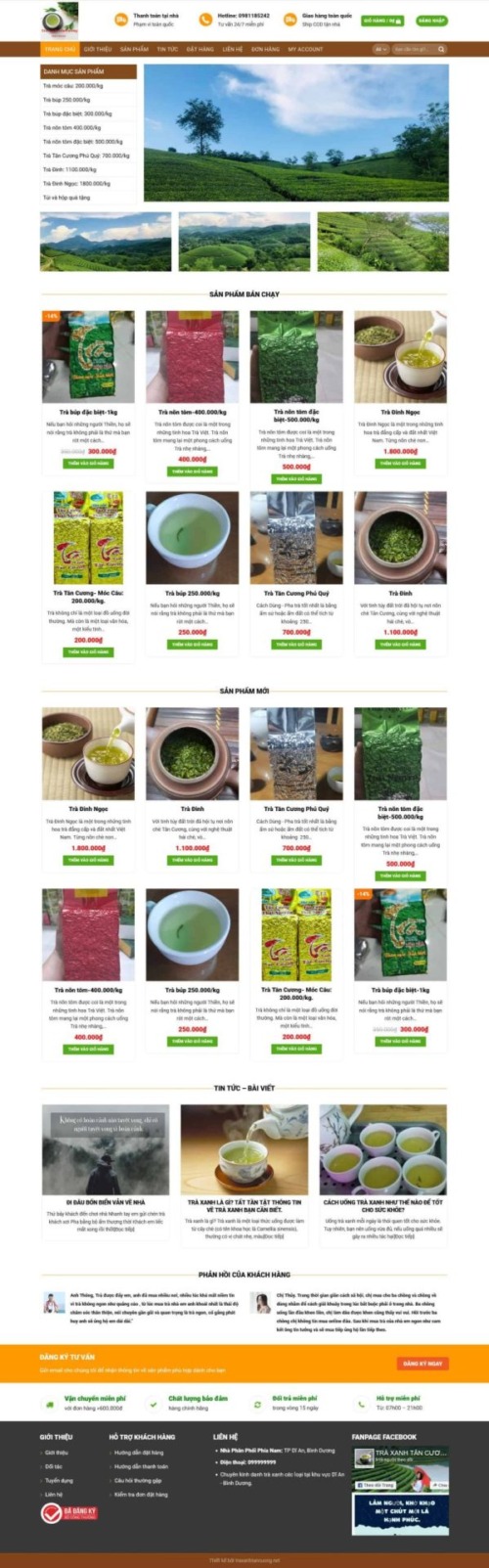 Mẫu web Theme WordPress bán trà xanh 3