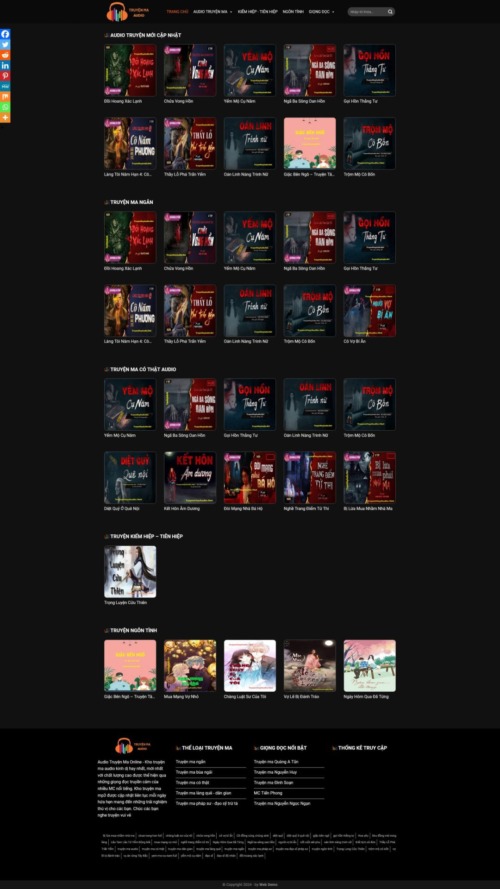 Mẫu web Theme WordPress web truyện ma audio
