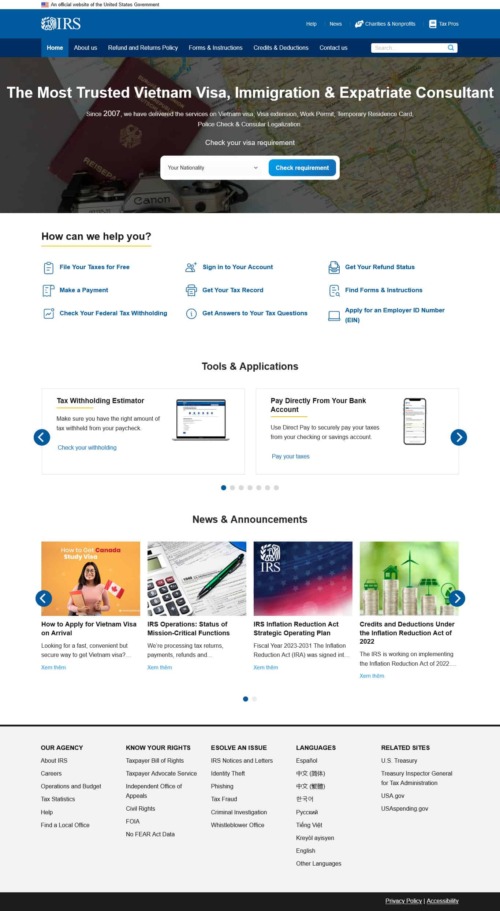 Mẫu web Theme WordPress dịch vụ làm visa