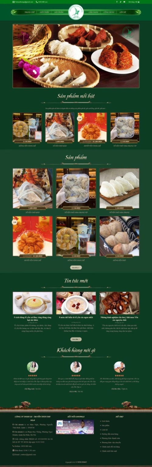 Mẫu web Theme WordPress bán yến xào