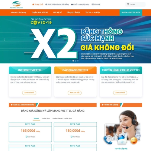 Theme wordpress bán gói cước Viettel, viễn thông