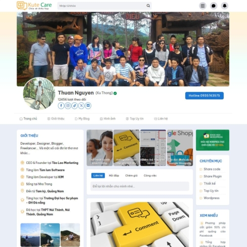 Theme wordpress giới thiệu cá nhân giống Facebook