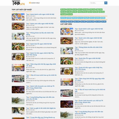 Theme wordpress giống toplist
