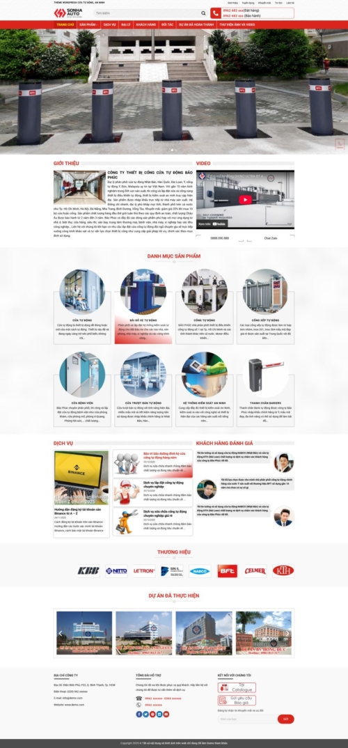 Theme WordPress công ty thi công & lắp đặt Cửa Tự Động